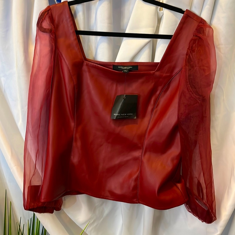 Marc New York faux leather blouse